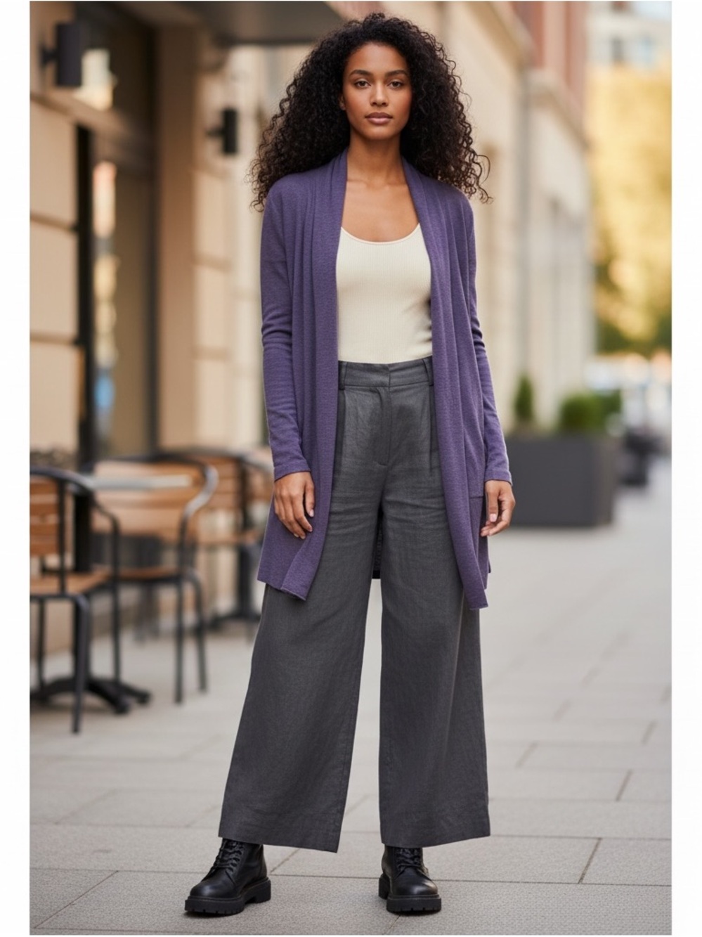 Uniqlo Open-Front Purple Women's Sweater Cardigan size large